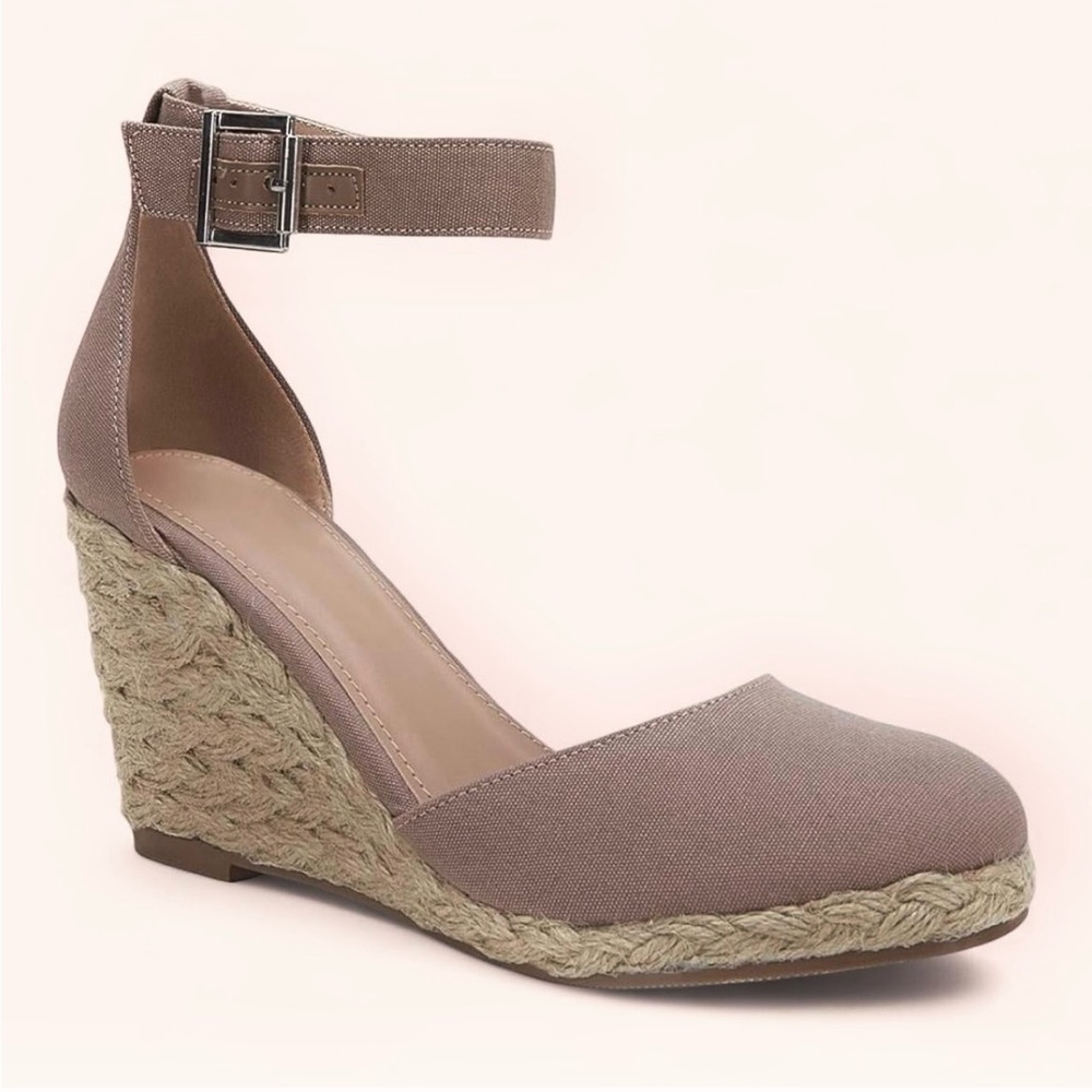 Brand New Mocha Closed Toe Ankle Strap Wedge Espadrilles - Picture 13 of 13